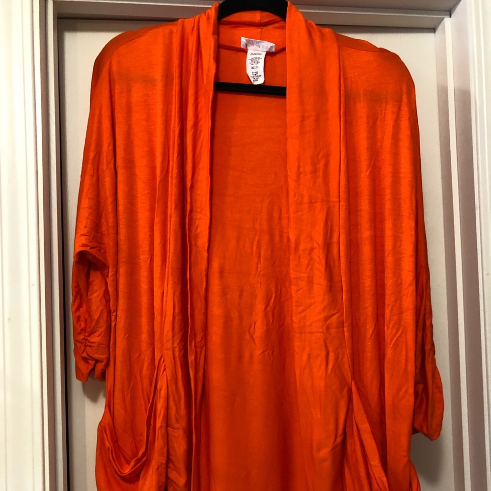 Orange Pocket Cardigan